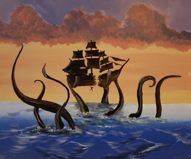 Kraken and ship